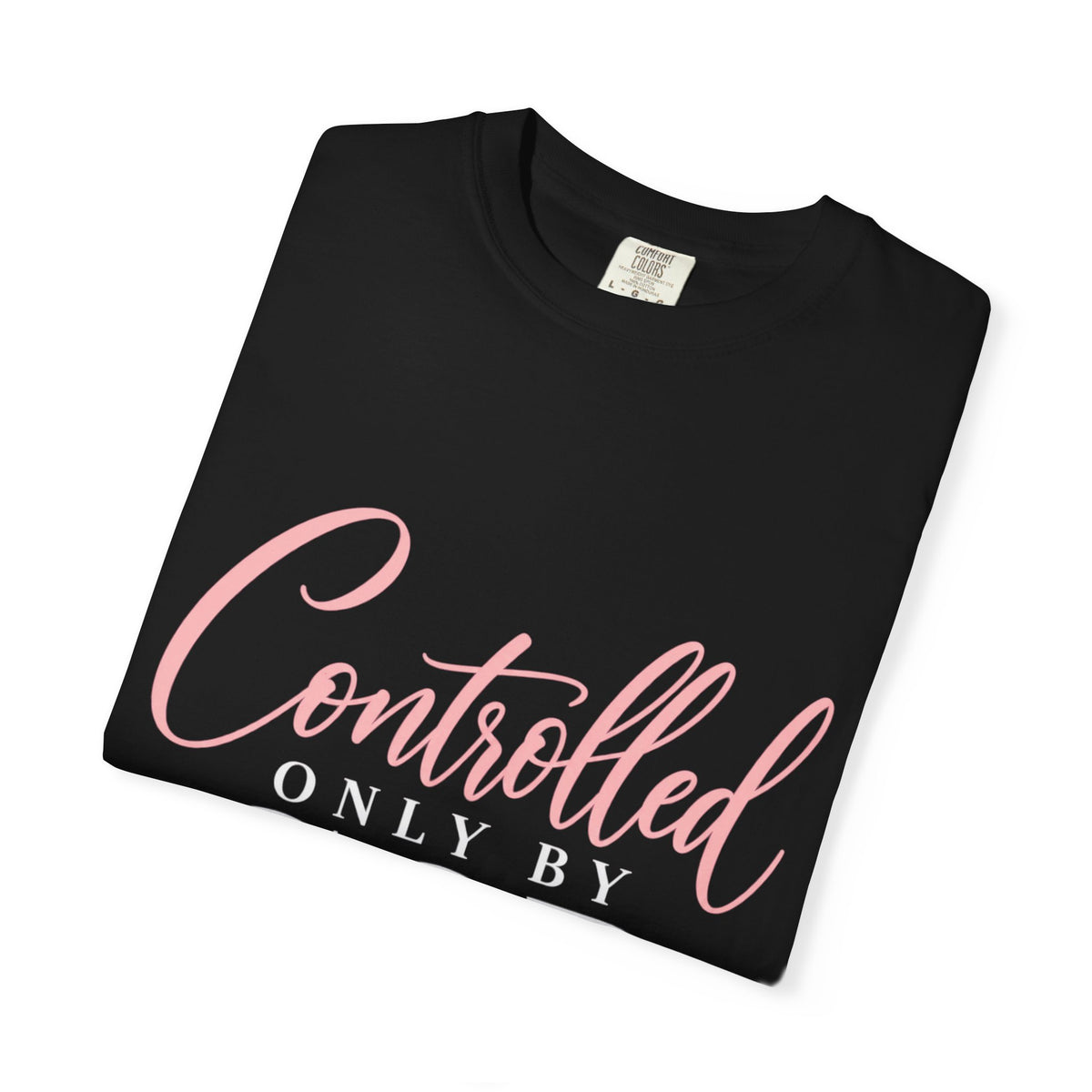 Controlled Mind T-Shirt — Feminine Script Graphic Tee with Pink Heart