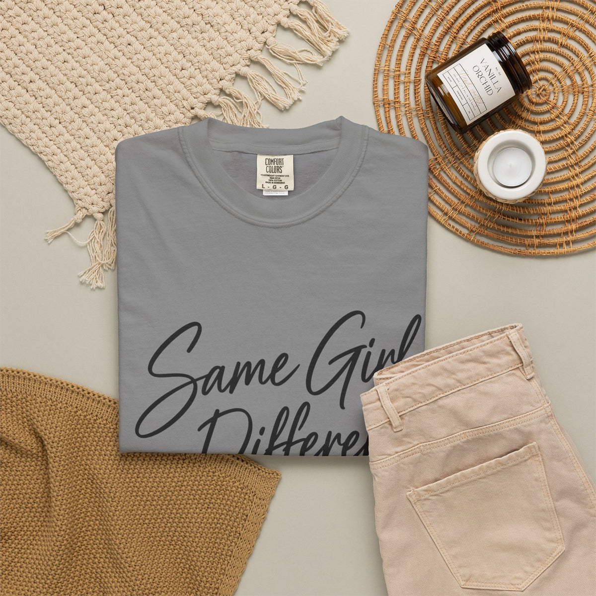 Same Girl Different Story T-Shirt — Inspirational Script Tee