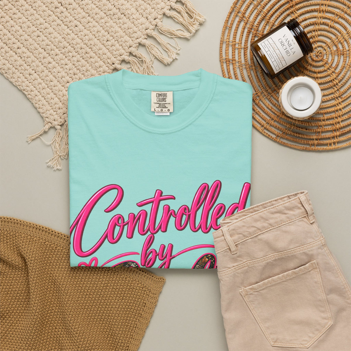 Controlled by God T-Shirt — Faith Graphic Tee with Pink Script