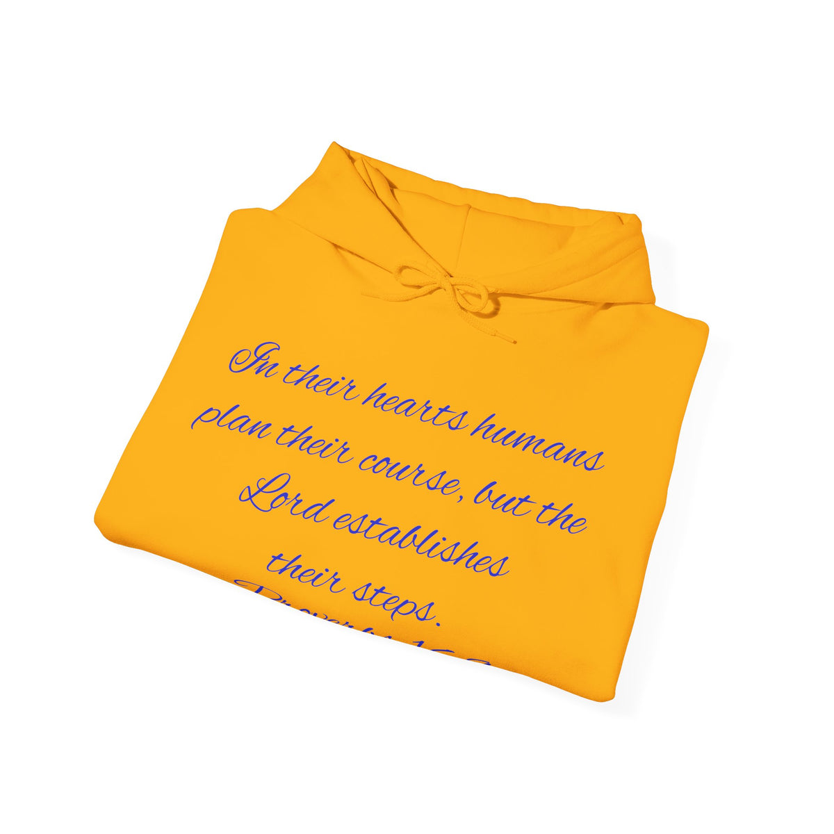 Christian Faith Hoodie — Proverbs 16:9 Inspirational Pullover with Vintage Signback Graphic