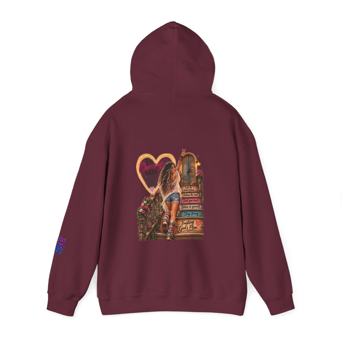 Christian Faith Hoodie — Proverbs 16:9 Inspirational Pullover with Vintage Signback Graphic