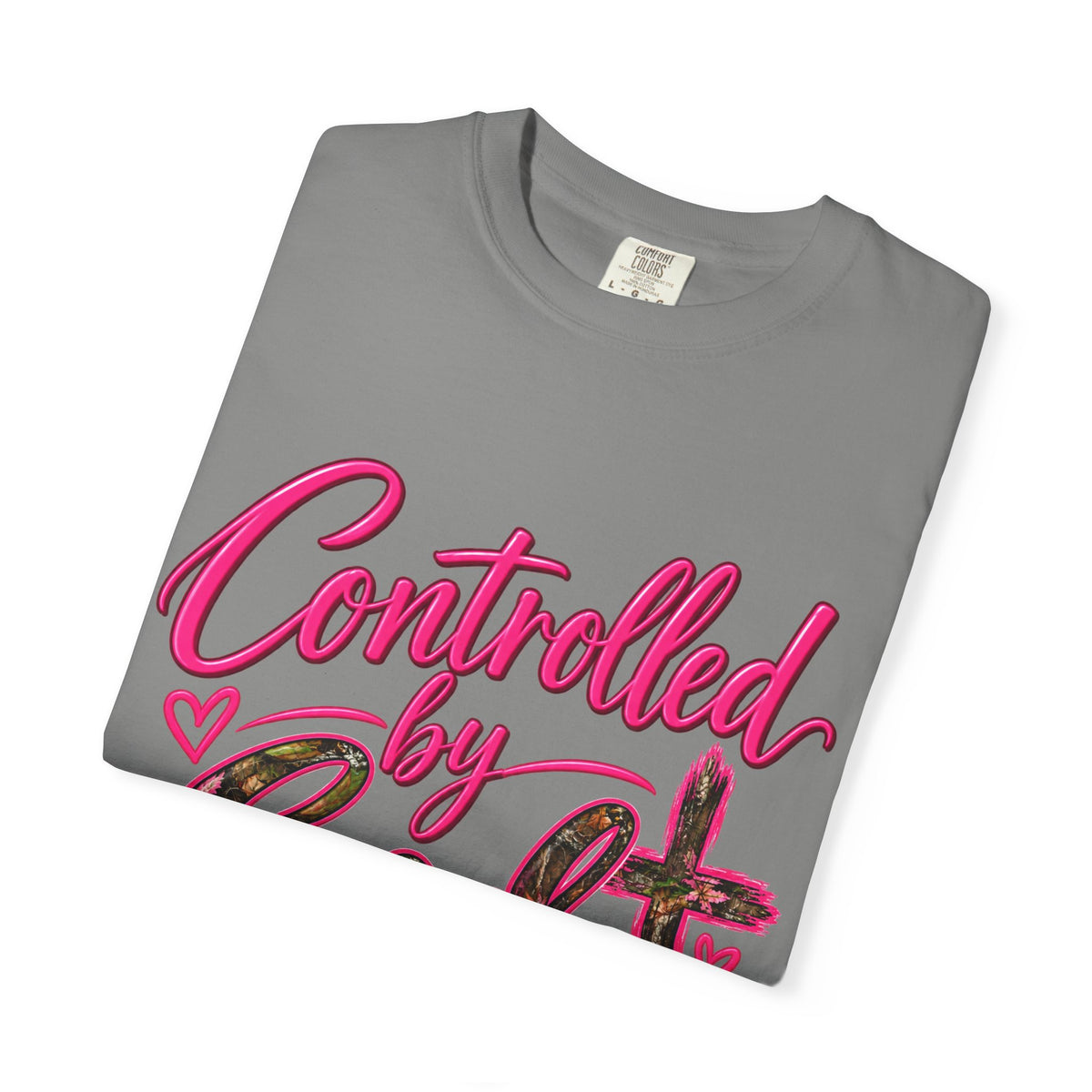 Controlled by God T-Shirt — Faith Graphic Tee with Pink Script