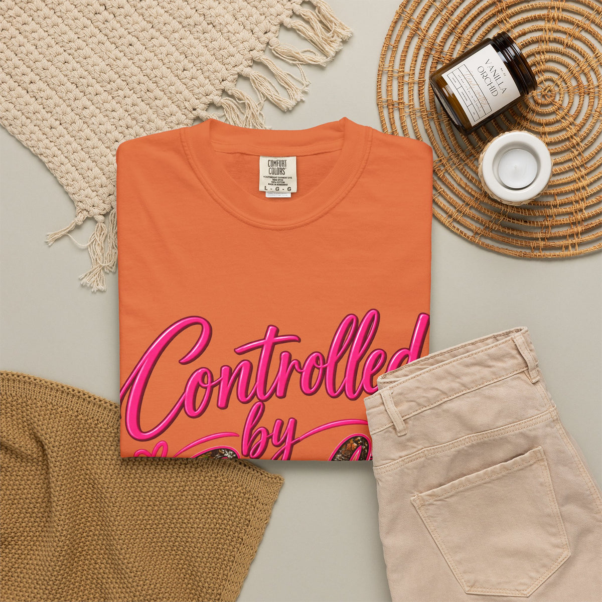 Controlled by God T-Shirt — Faith Graphic Tee with Pink Script
