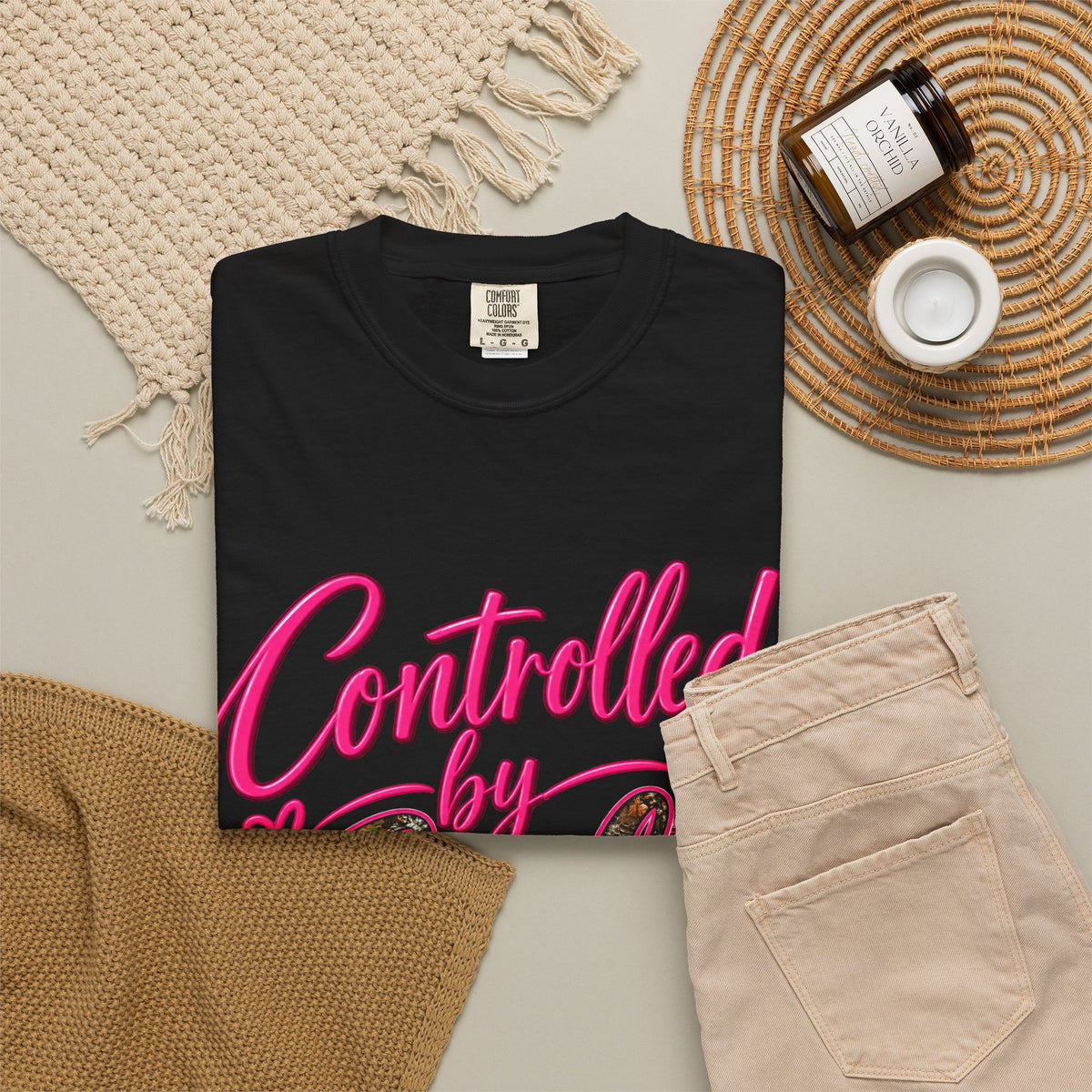 Controlled by God T-Shirt — Faith Graphic Tee with Pink Script
