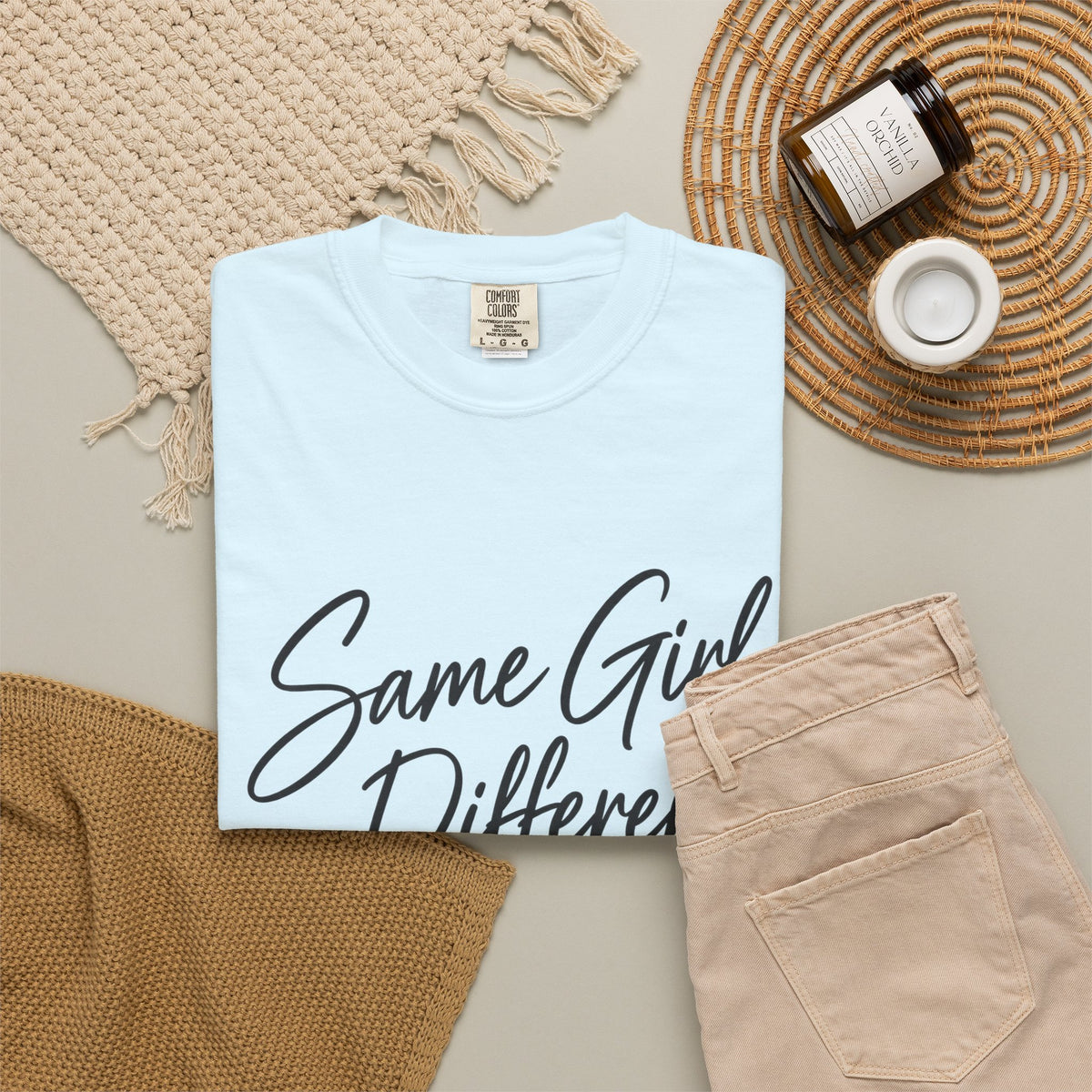 Same Girl Different Story T-Shirt — Inspirational Script Tee