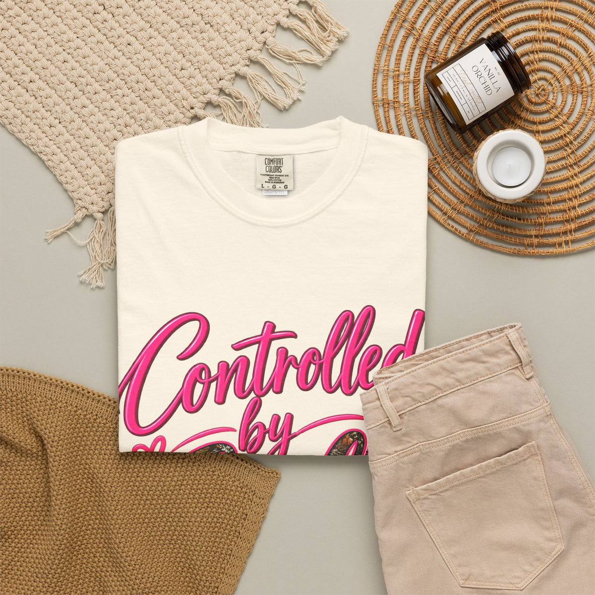 Controlled by God T-Shirt — Faith Graphic Tee with Pink Script