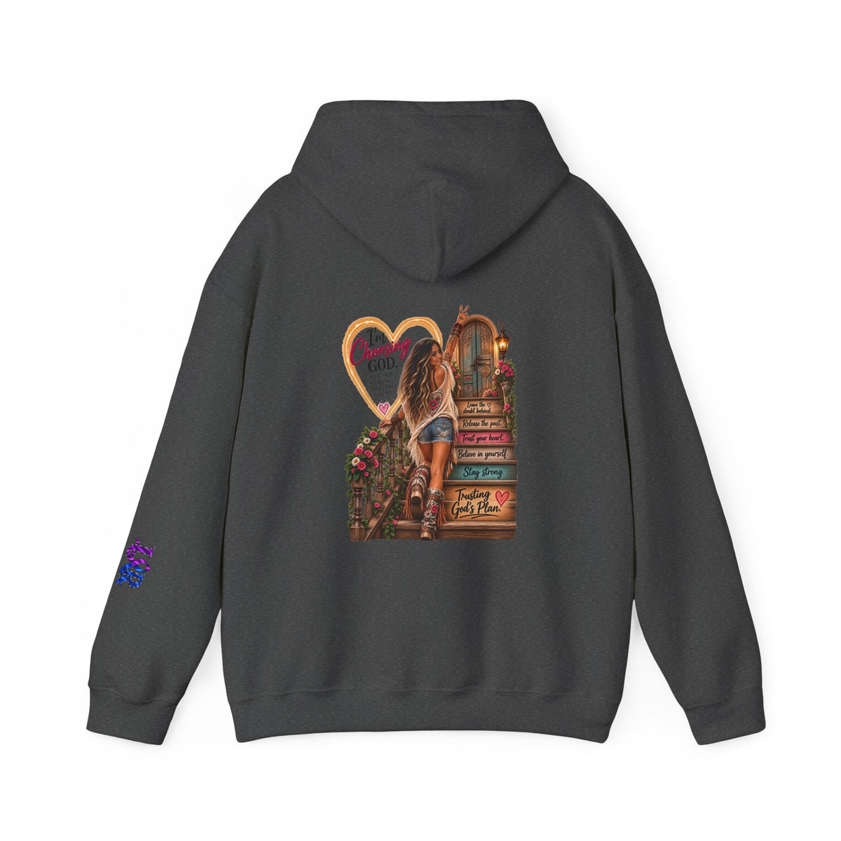 Christian Faith Hoodie — Proverbs 16:9 Inspirational Pullover with Vintage Signback Graphic
