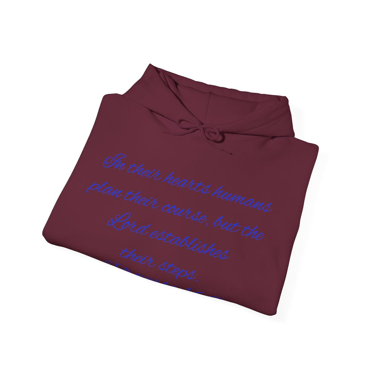 Christian Faith Hoodie — Proverbs 16:9 Inspirational Pullover with Vintage Signback Graphic