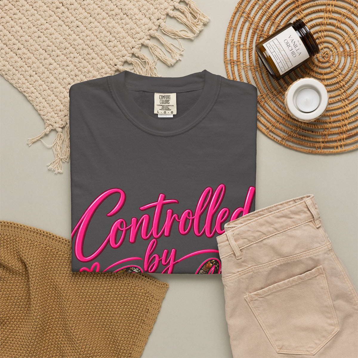 Controlled by God T-Shirt — Faith Graphic Tee with Pink Script