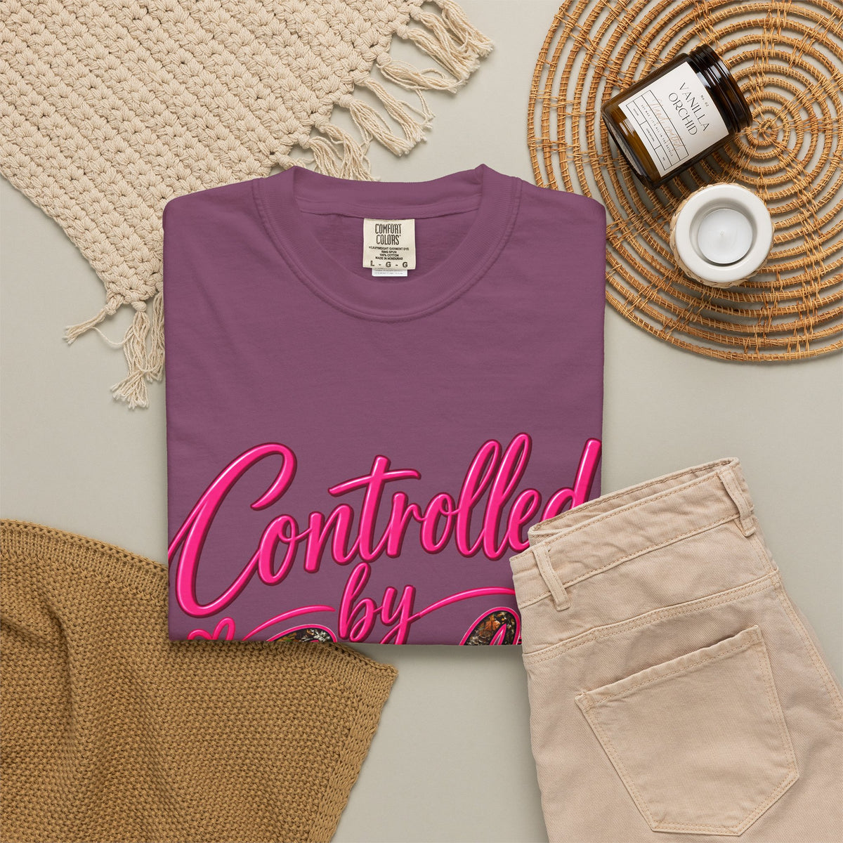 Controlled by God T-Shirt — Faith Graphic Tee with Pink Script