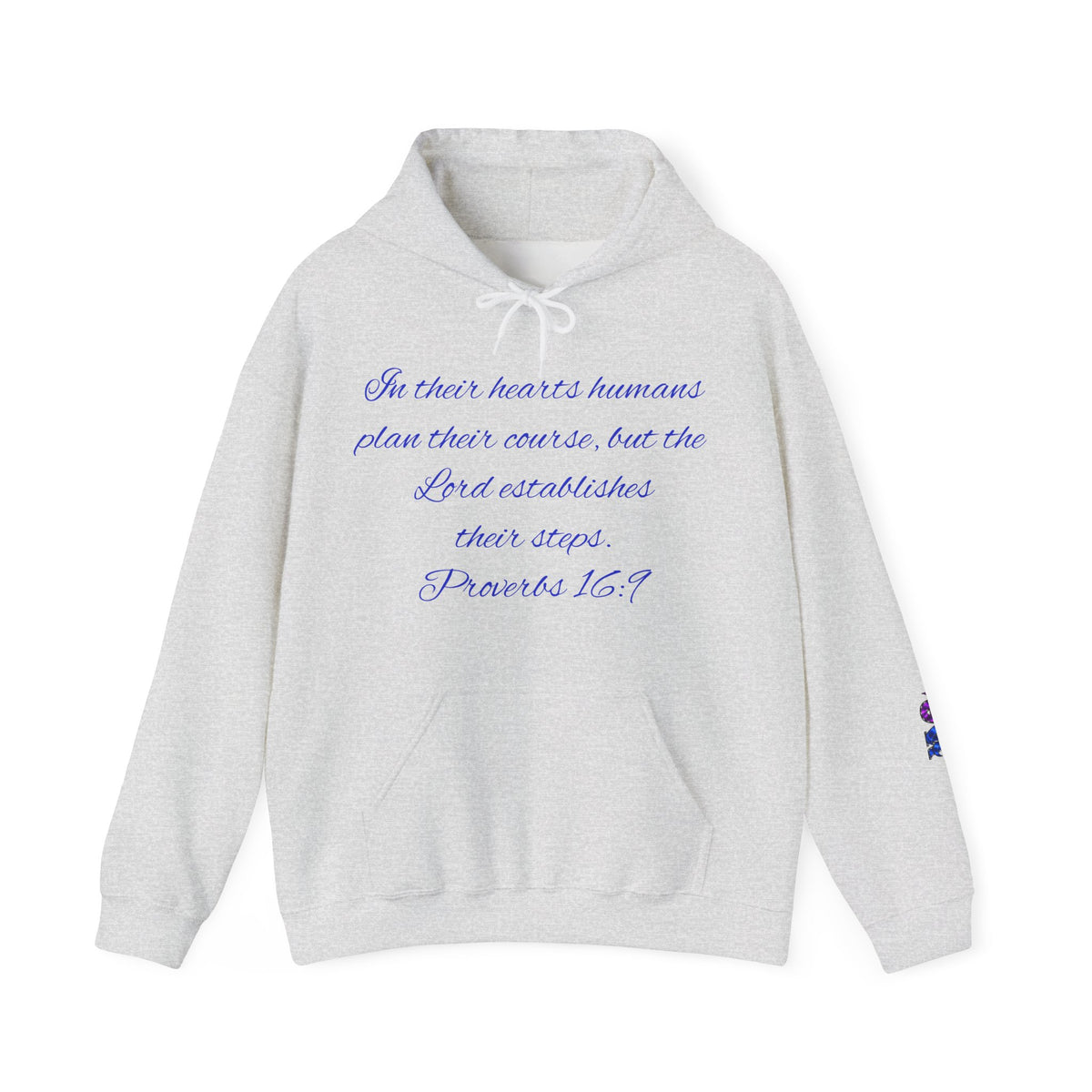 Christian Faith Hoodie — Proverbs 16:9 Inspirational Pullover with Vintage Signback Graphic