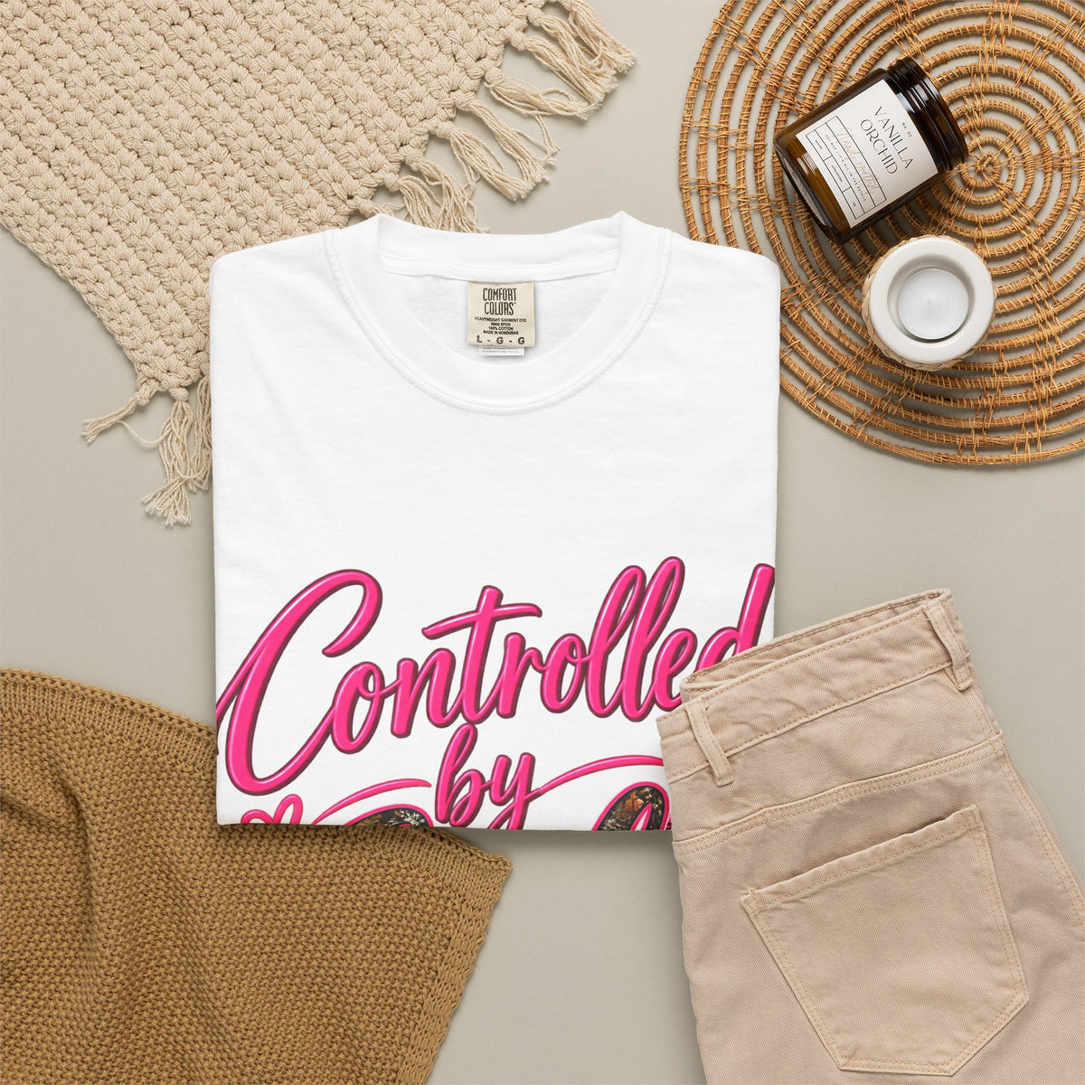 Controlled by God T-Shirt — Faith Graphic Tee with Pink Script