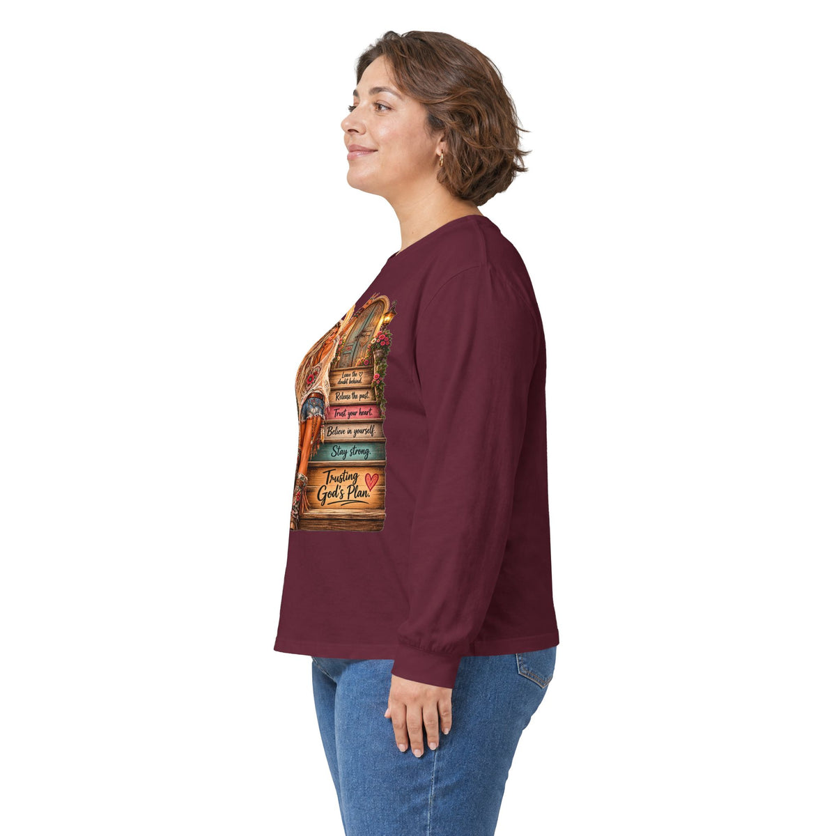 Faithful Journey Long Sleeve Tee — "The Road to God" Inspirational Christian Shirt
