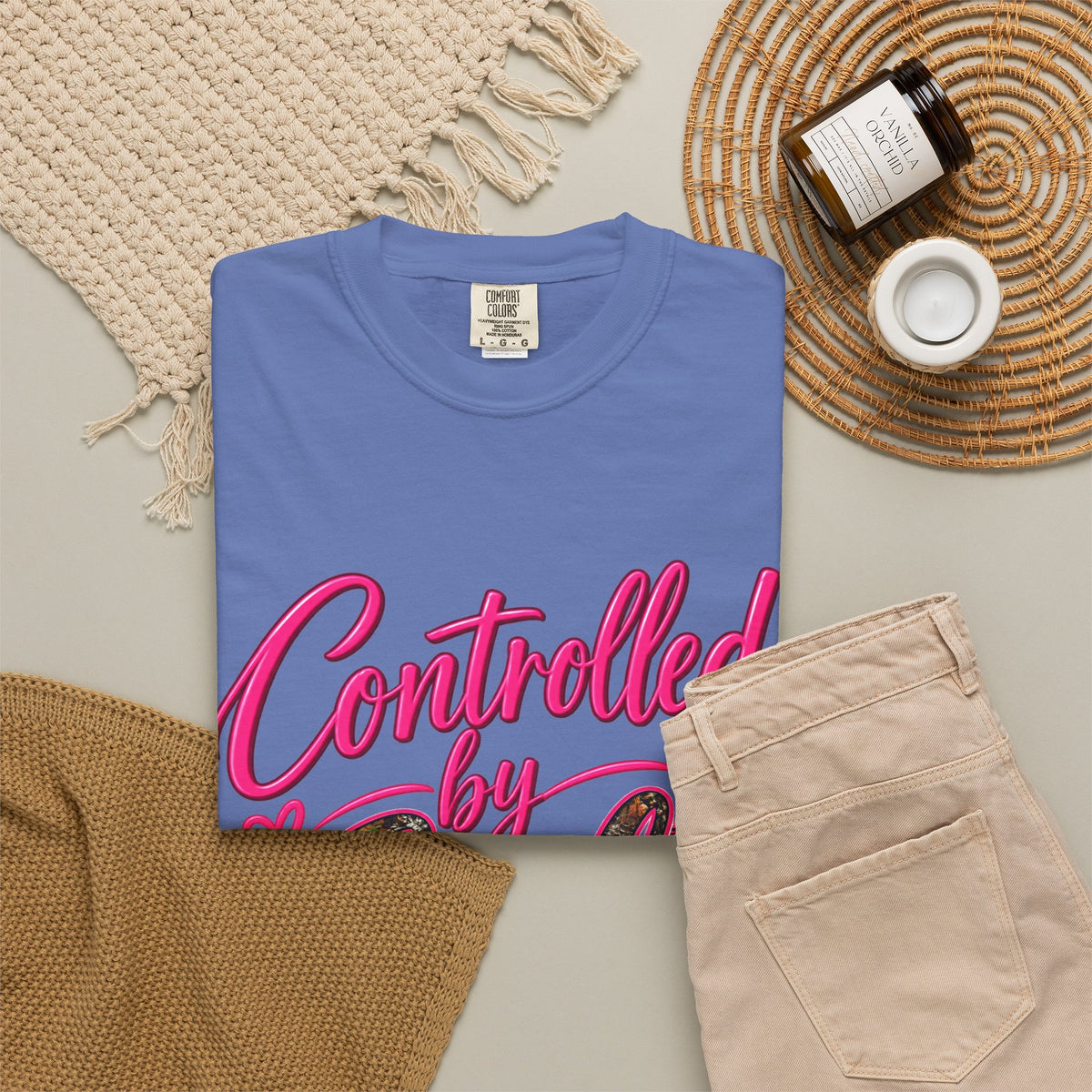 Controlled by God T-Shirt — Faith Graphic Tee with Pink Script