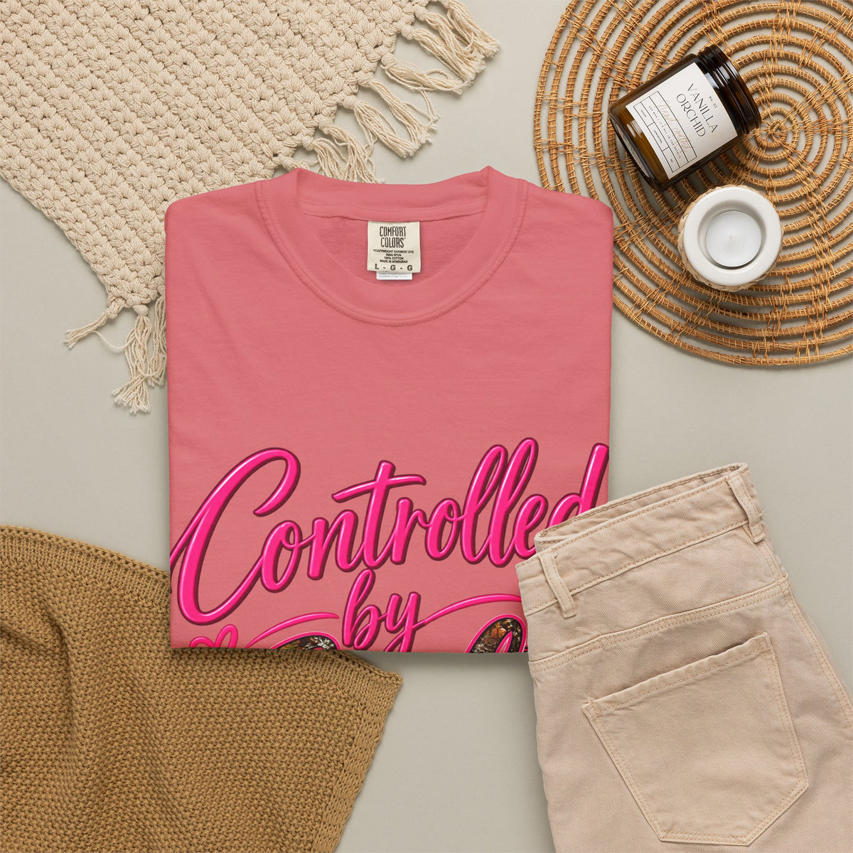 Controlled by God T-Shirt — Faith Graphic Tee with Pink Script