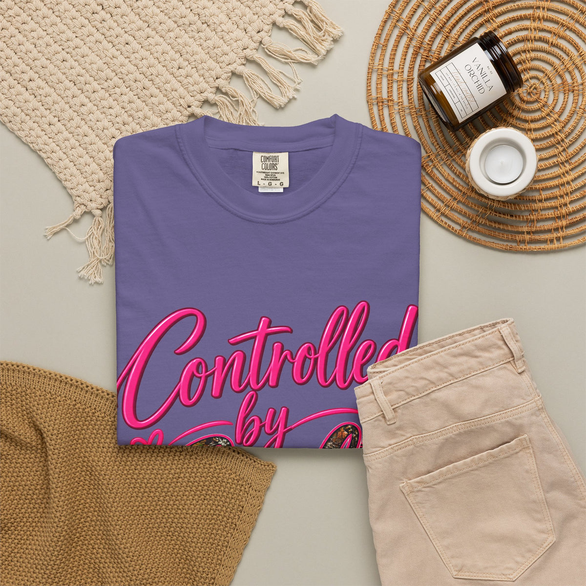 Controlled by God T-Shirt — Faith Graphic Tee with Pink Script