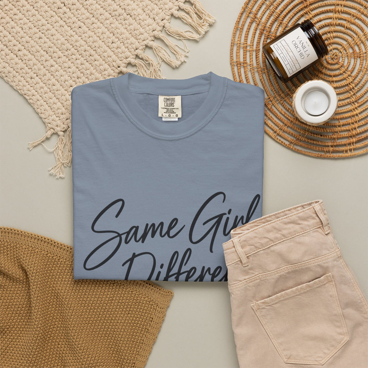 Same Girl Different Story T-Shirt — Inspirational Script Tee