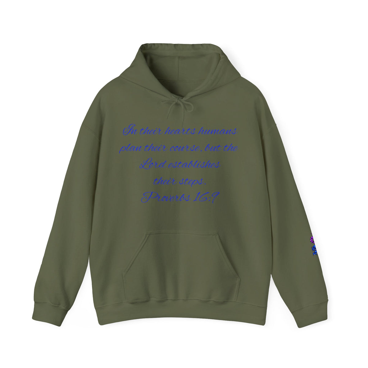Christian Faith Hoodie — Proverbs 16:9 Inspirational Pullover with Vintage Signback Graphic