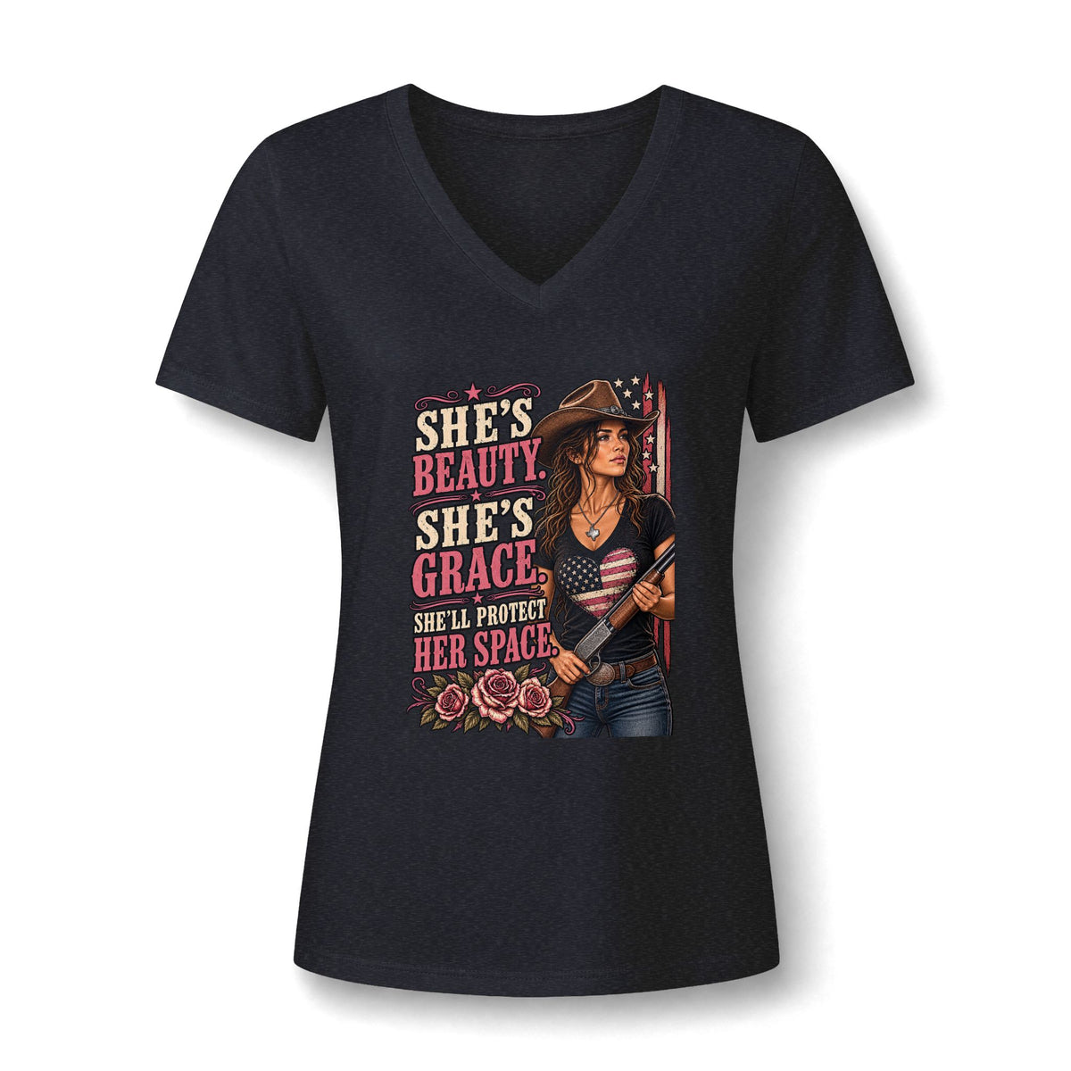 Women's Relaxed Heather CVC V-Neck Tee