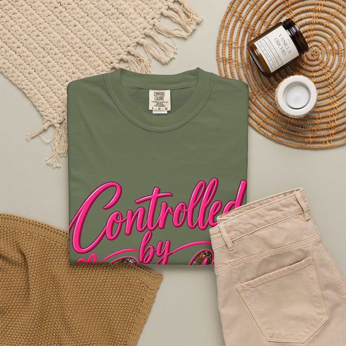 Controlled by God T-Shirt — Faith Graphic Tee with Pink Script