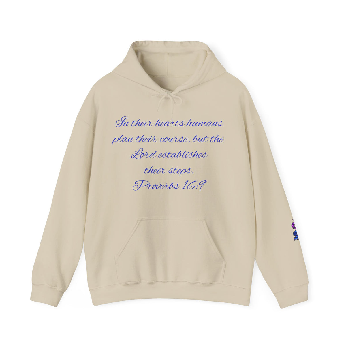 Christian Faith Hoodie — Proverbs 16:9 Inspirational Pullover with Vintage Signback Graphic