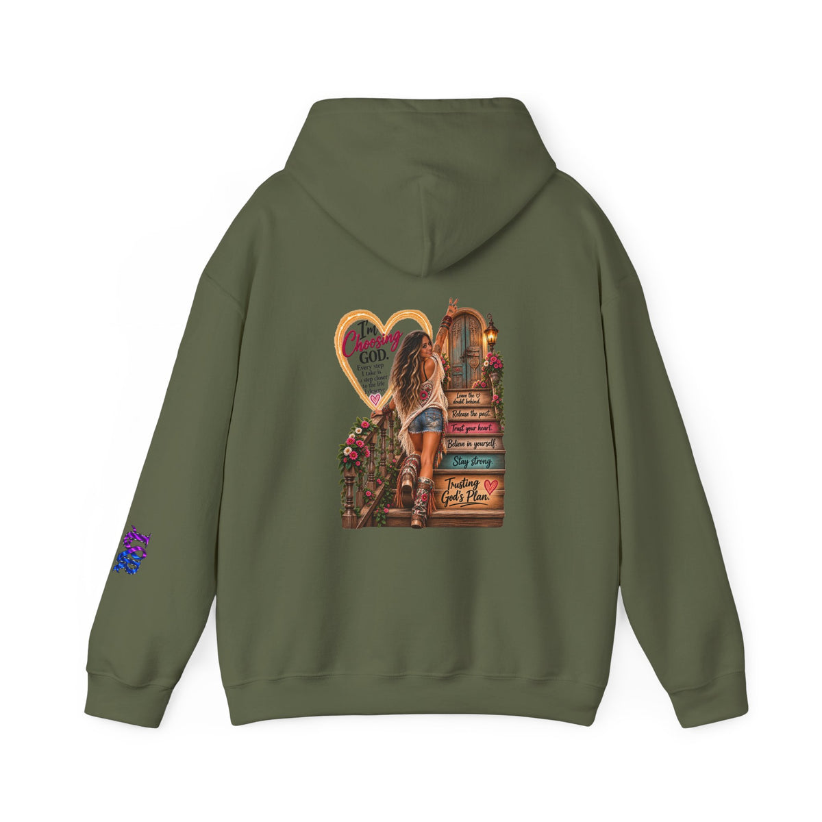 Christian Faith Hoodie — Proverbs 16:9 Inspirational Pullover with Vintage Signback Graphic