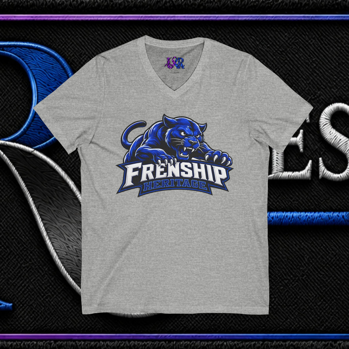 Friendship Panthers Mascot V-Neck Tee — School Spirit Sports T-Shirt