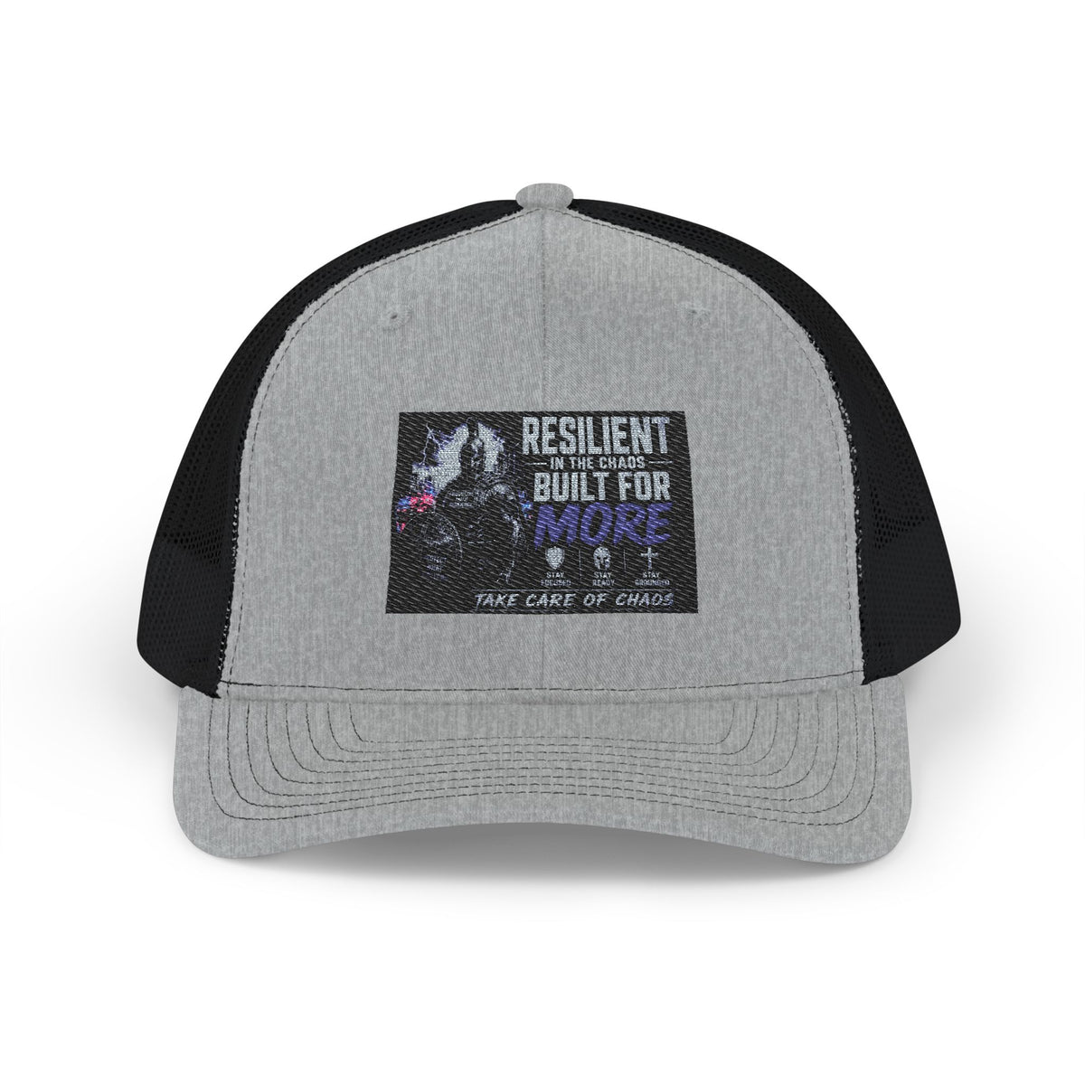 Resilient & Built For Winter Snapback Trucker Cap — Retro Mountain Rescue Patch