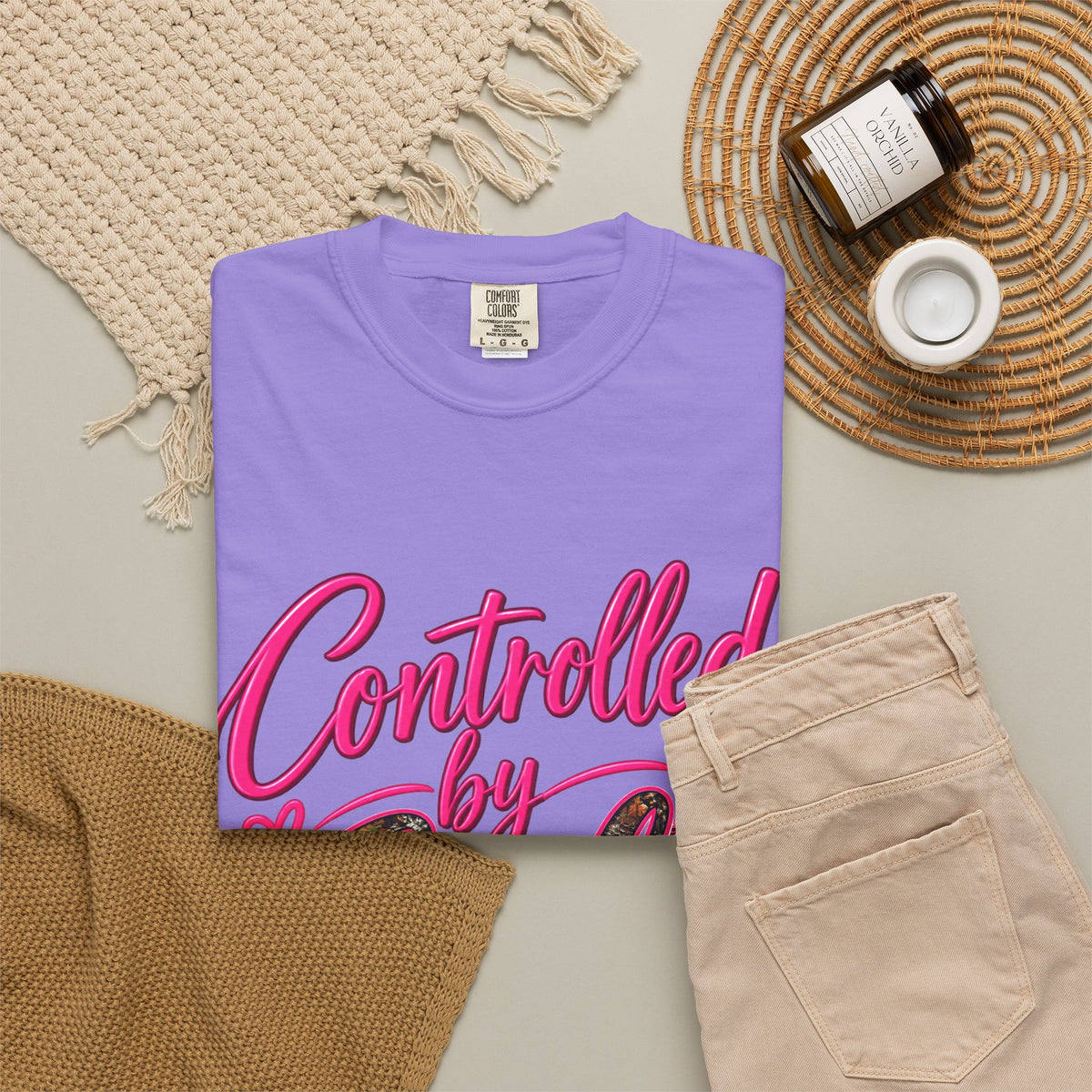 Controlled by God T-Shirt — Faith Graphic Tee with Pink Script