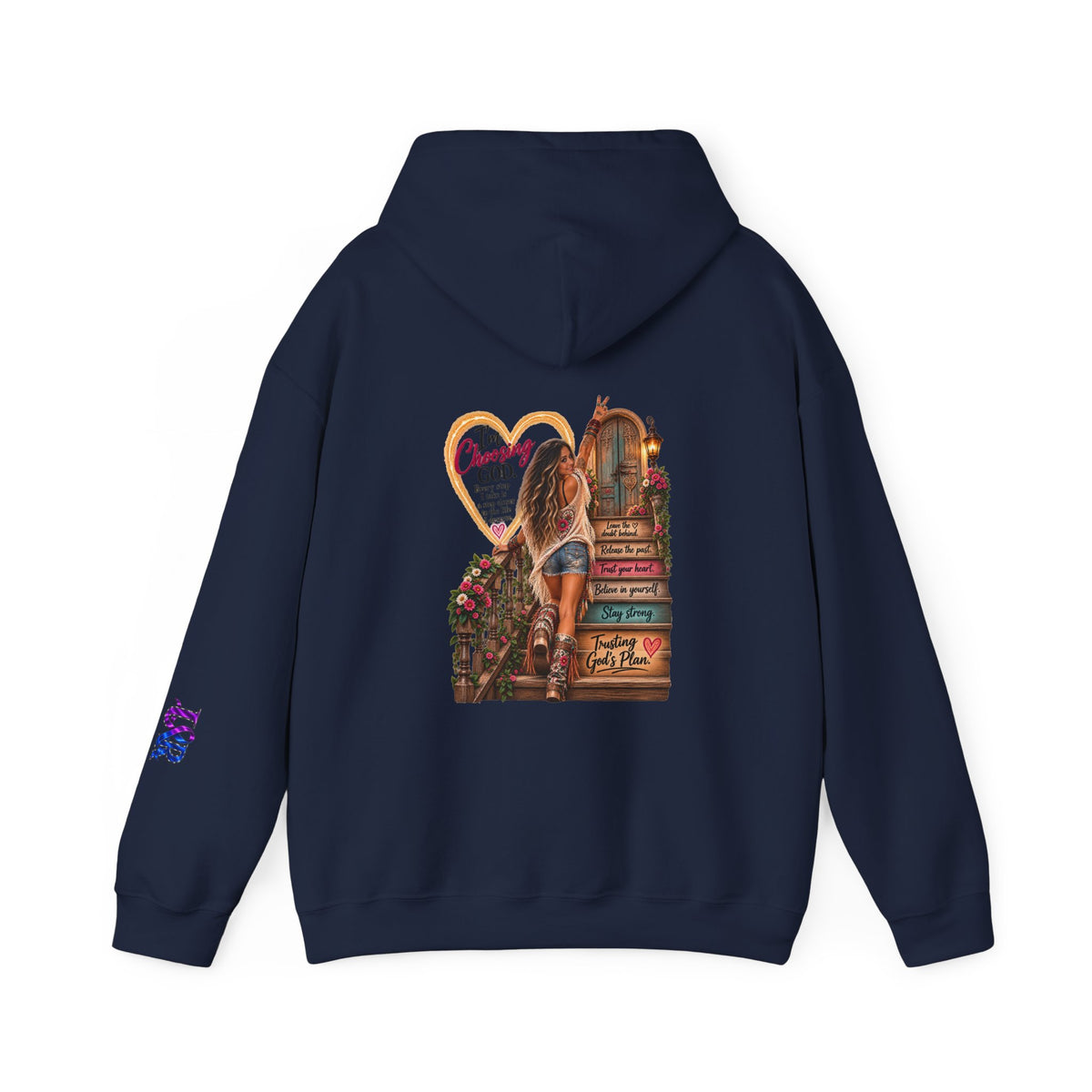 Christian Faith Hoodie — Proverbs 16:9 Inspirational Pullover with Vintage Signback Graphic