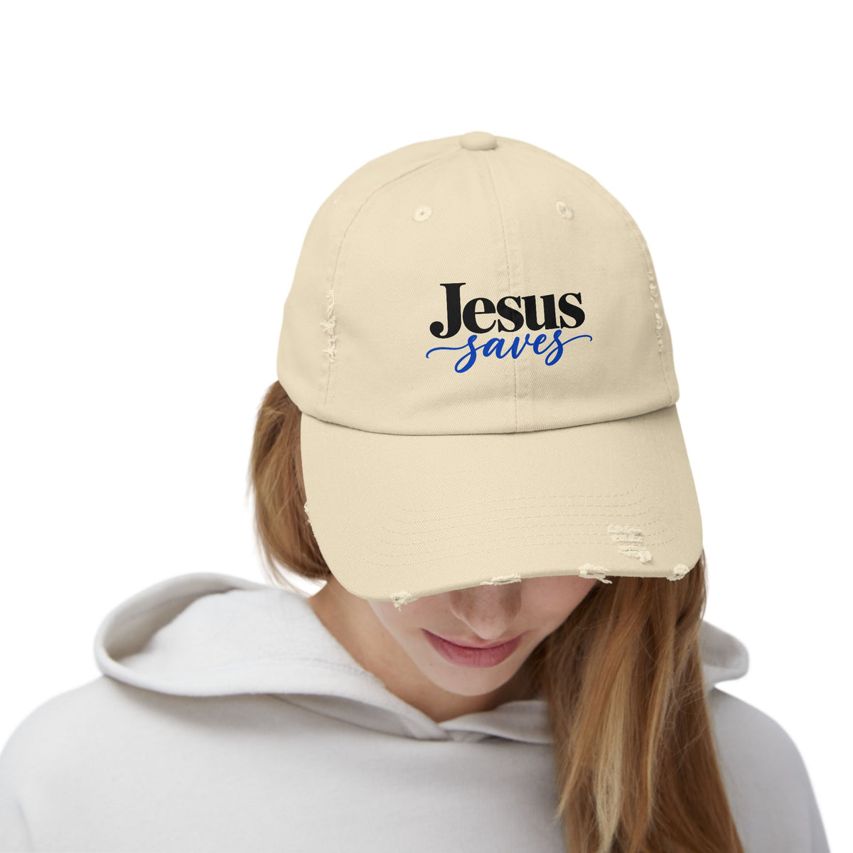 Jesus Saves Distressed Cap – Vintage Faith Baseball Hat