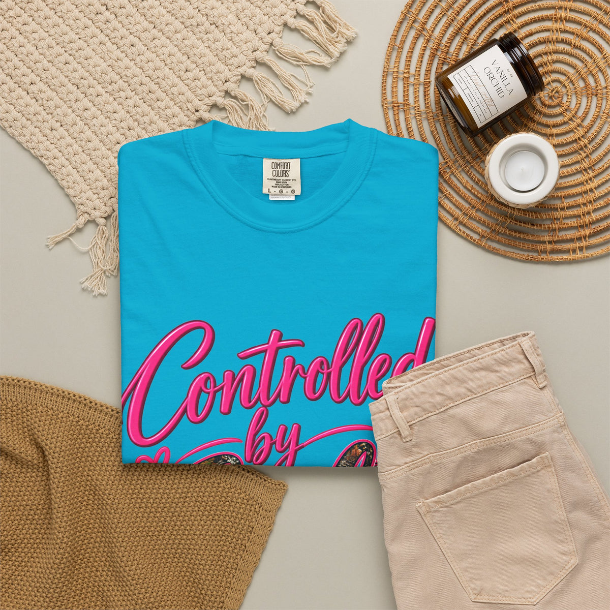 Controlled by God T-Shirt — Faith Graphic Tee with Pink Script