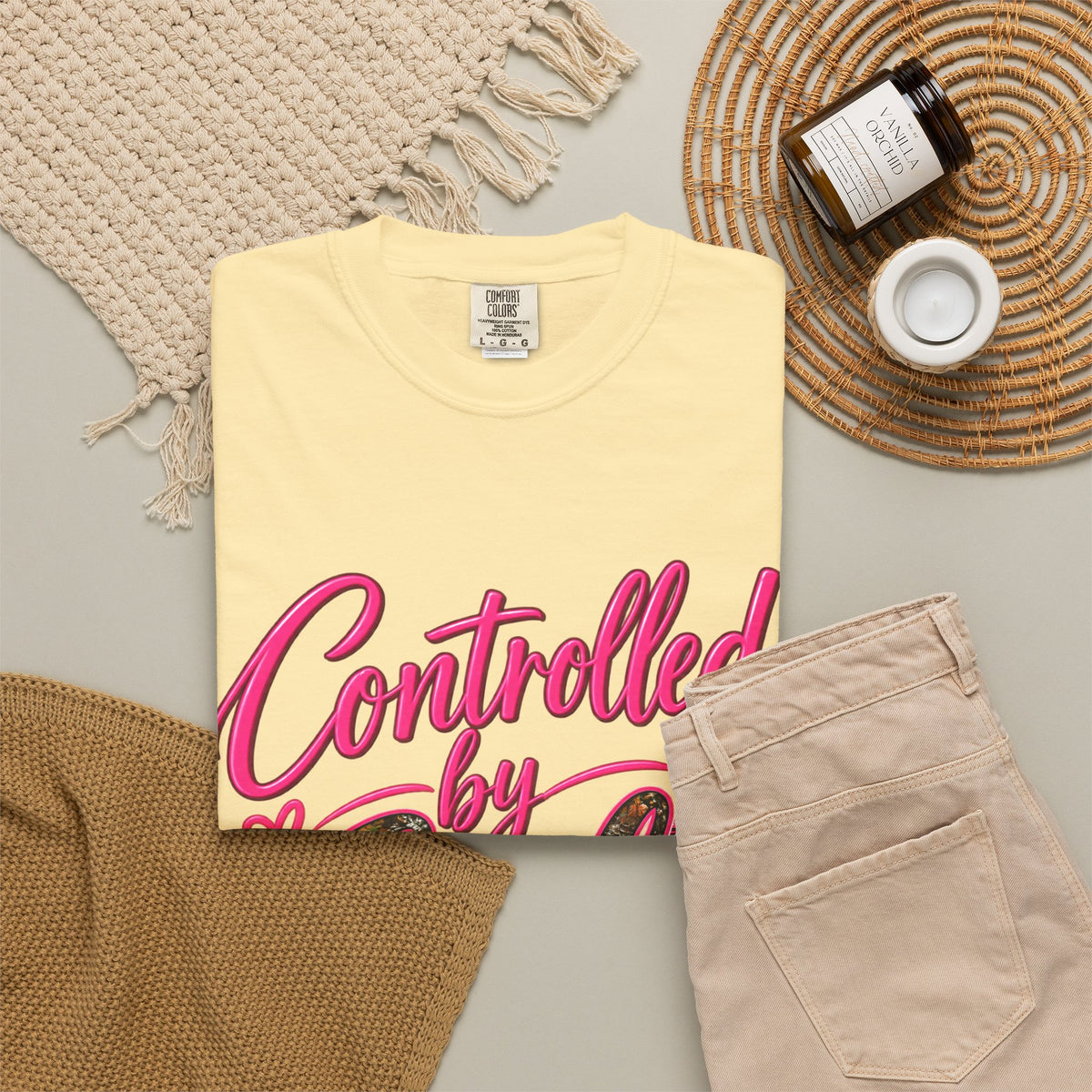 Controlled by God T-Shirt — Faith Graphic Tee with Pink Script