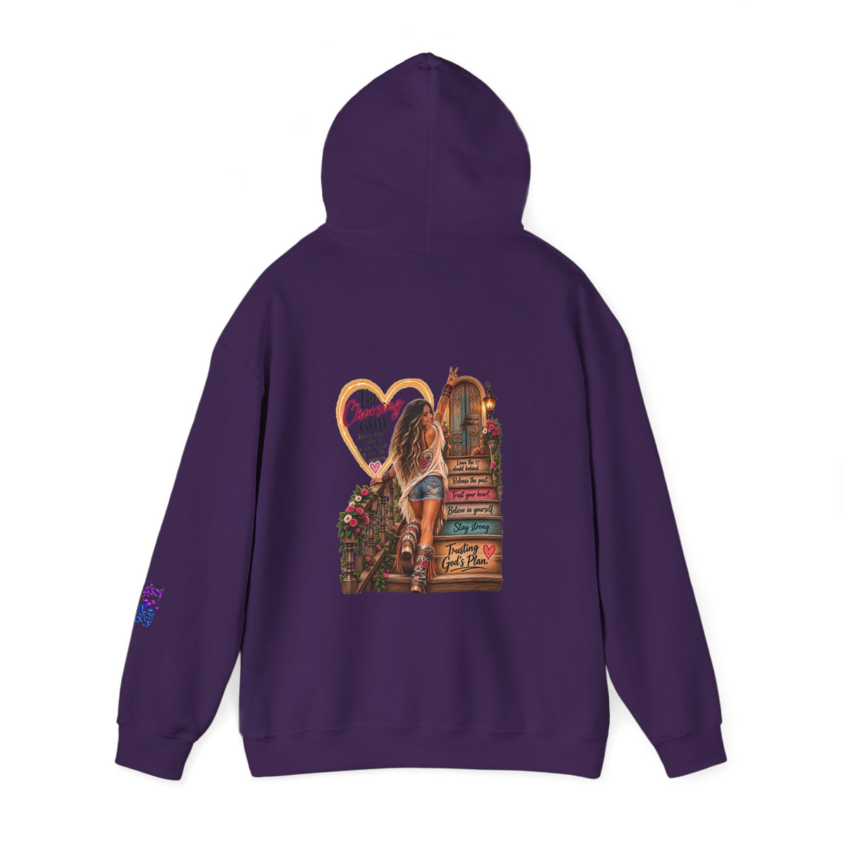 Christian Faith Hoodie — Proverbs 16:9 Inspirational Pullover with Vintage Signback Graphic