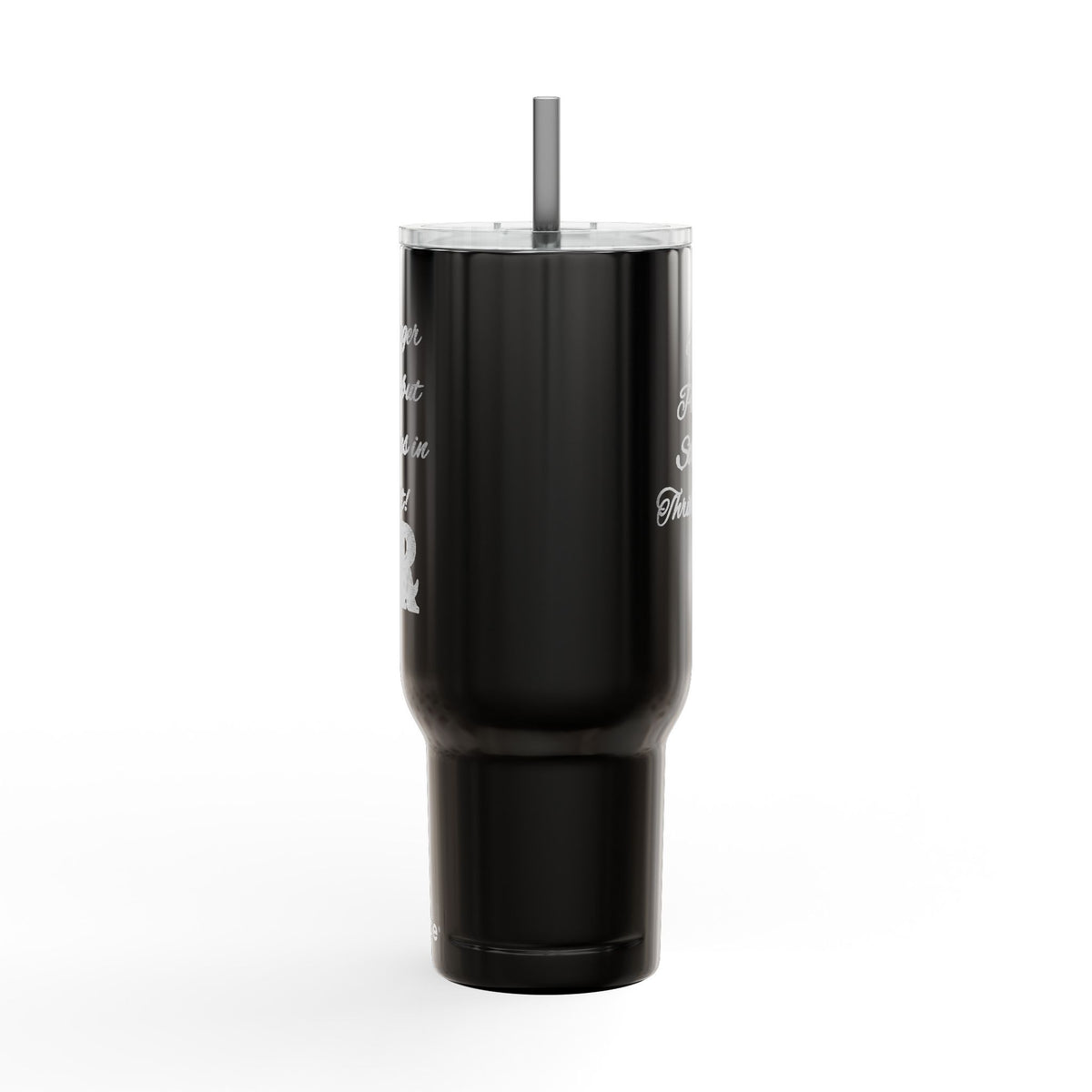 40oz Engraved Tumbler with Lid — "It’s Bigger on a Team but Victorious in Christ" Christian Travel Mug