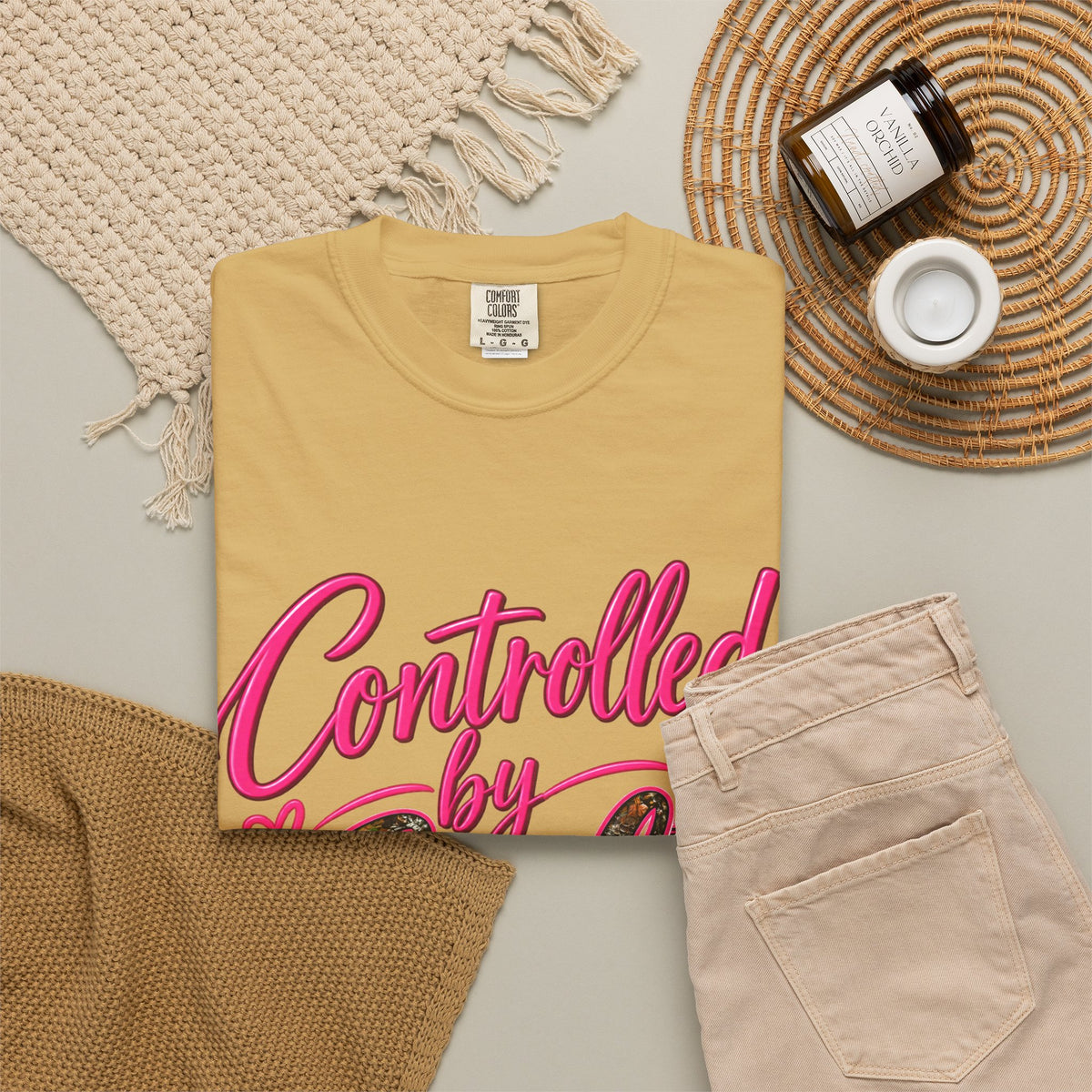 Controlled by God T-Shirt — Faith Graphic Tee with Pink Script