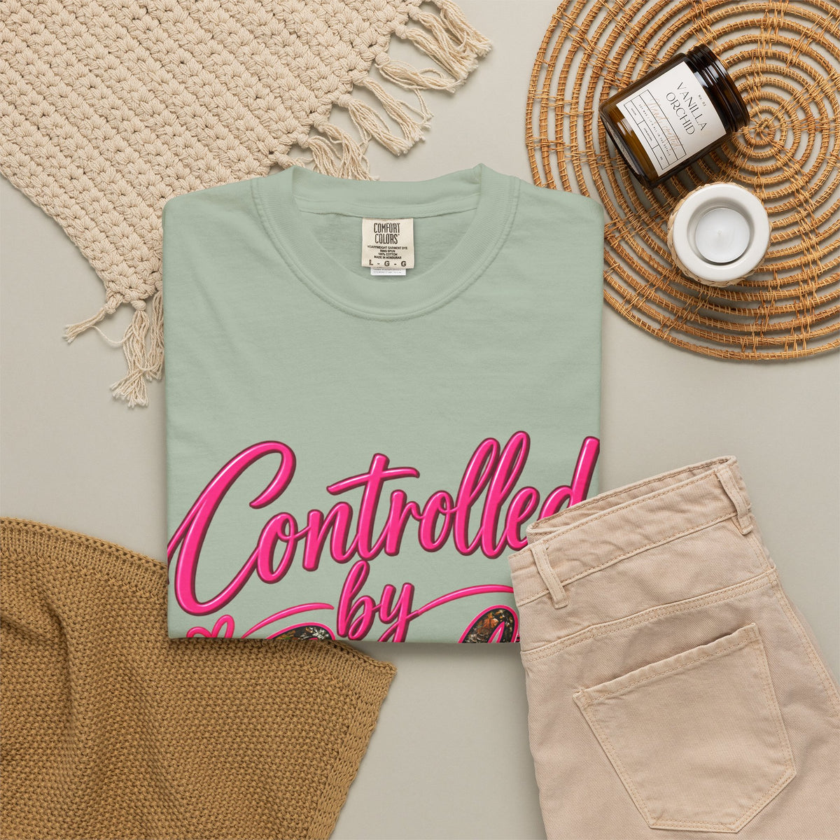 Controlled by God T-Shirt — Faith Graphic Tee with Pink Script