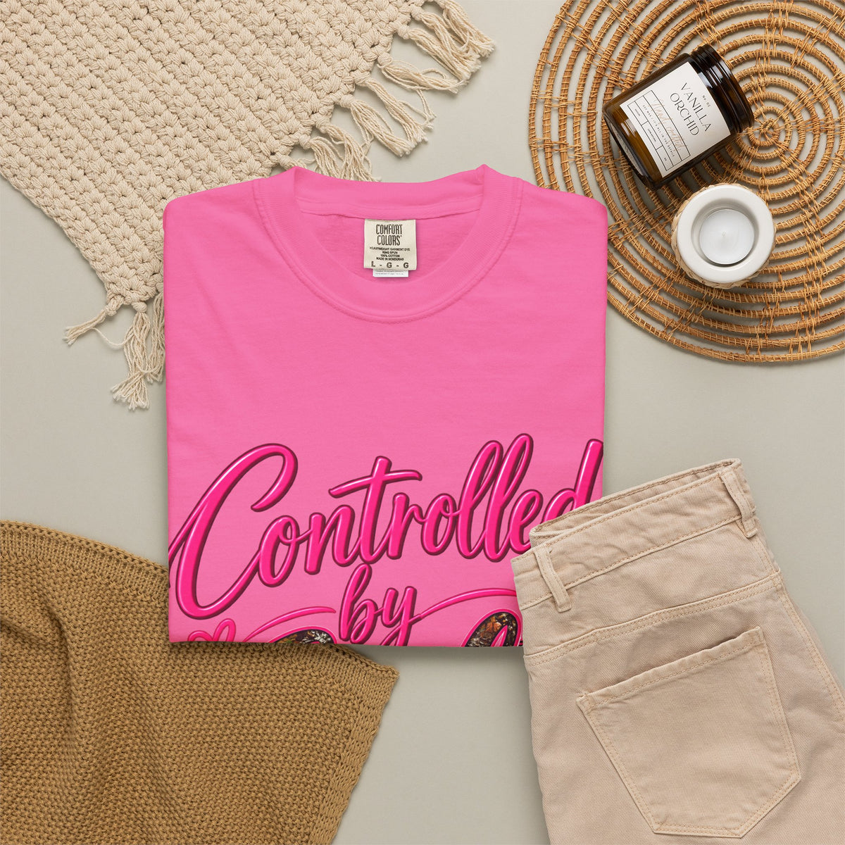 Controlled by God T-Shirt — Faith Graphic Tee with Pink Script