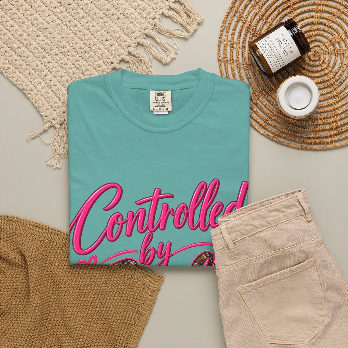 Controlled by God T-Shirt — Faith Graphic Tee with Pink Script