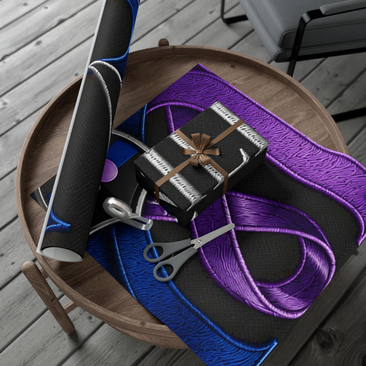 Resilient Ribbon Black & Purple Gift Wrap Paper – 'Unrressilent' Motivational Wrapping Sheets